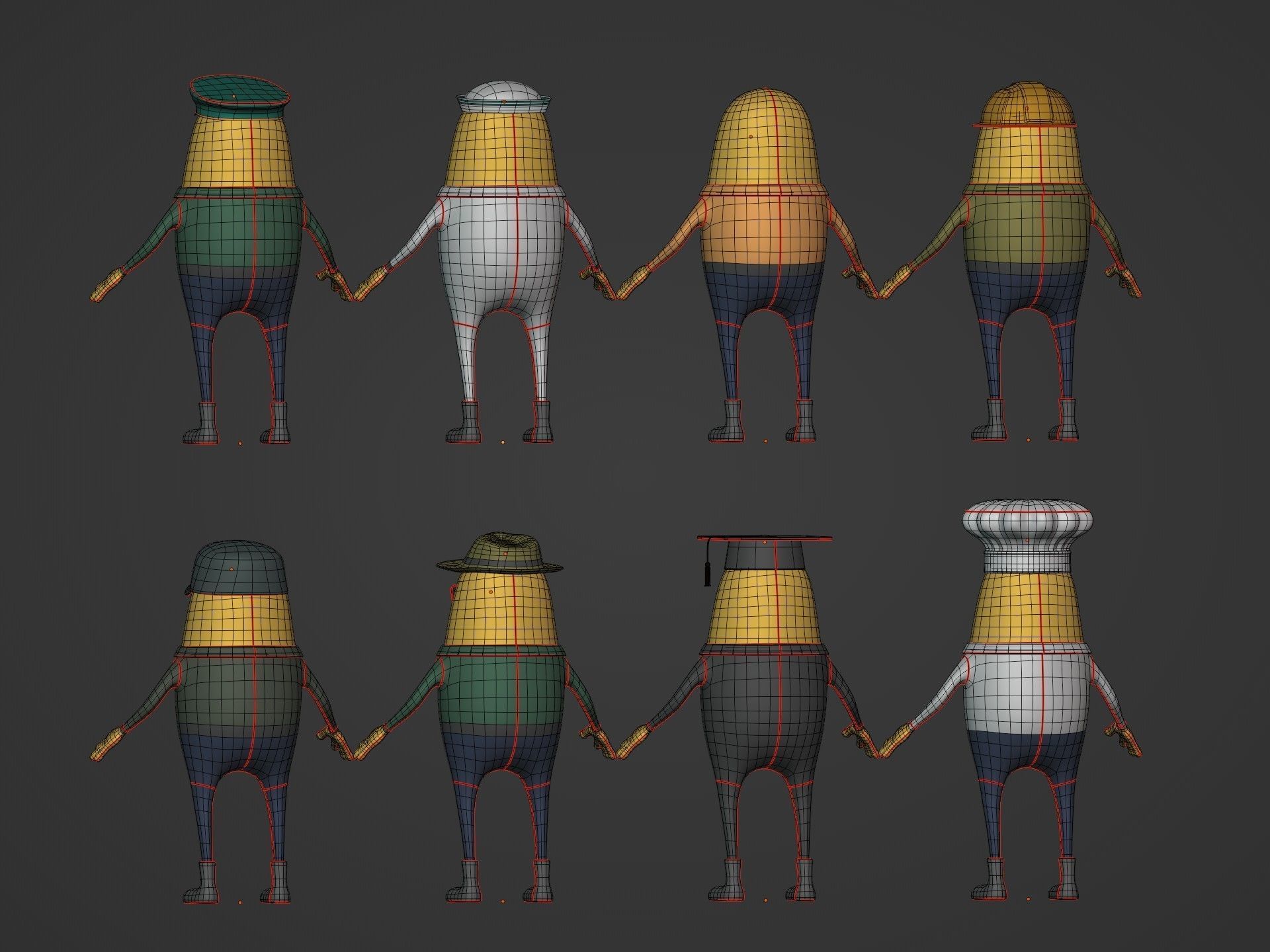 Cartoon Man -- Pack Low-poly 3D model_8