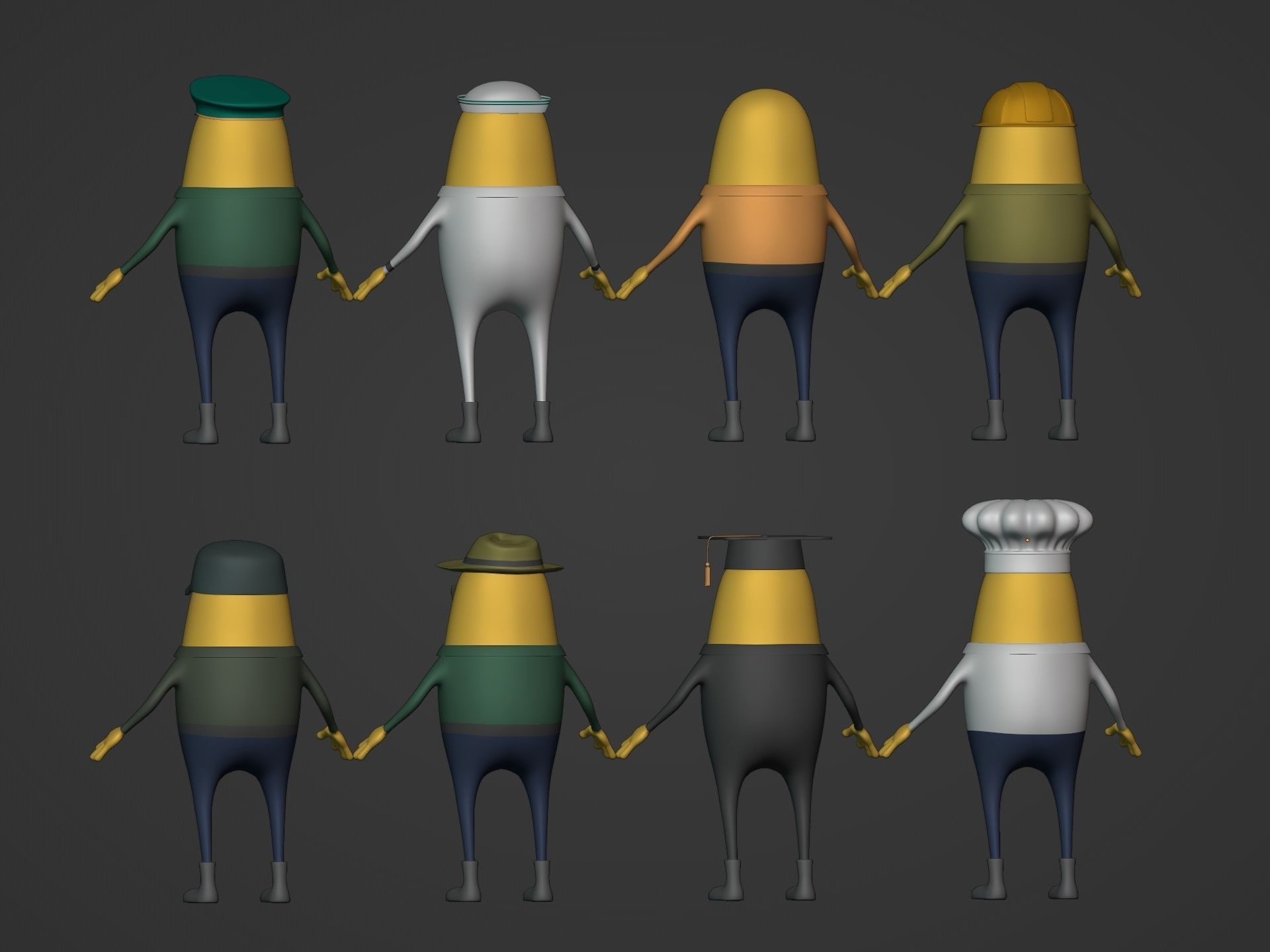 Cartoon Man -- Pack Low-poly 3D model_7