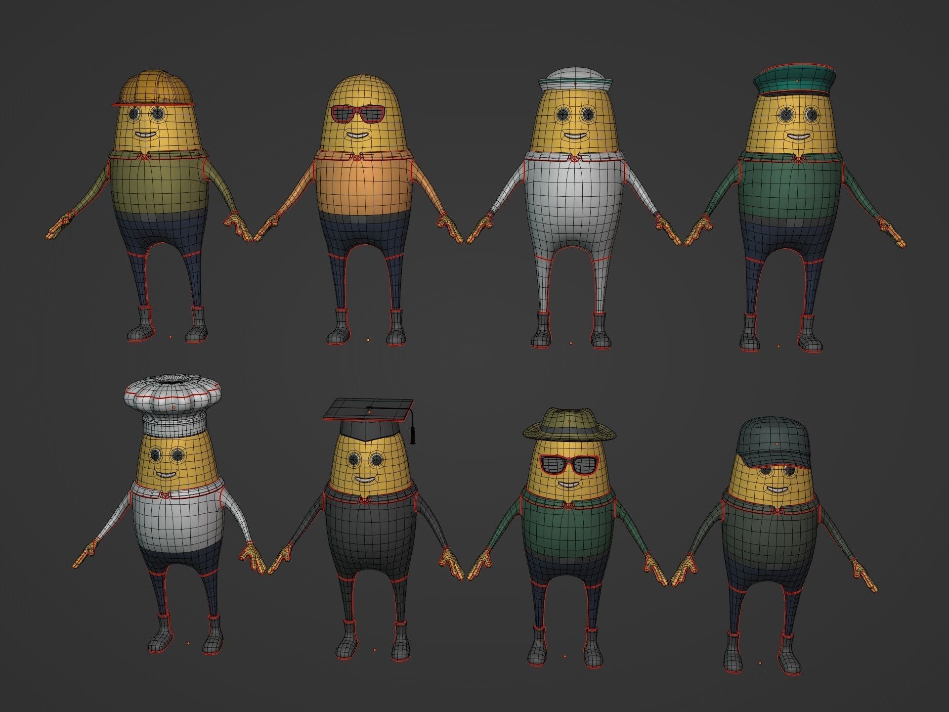 Cartoon Man -- Pack Low-poly 3D model_2