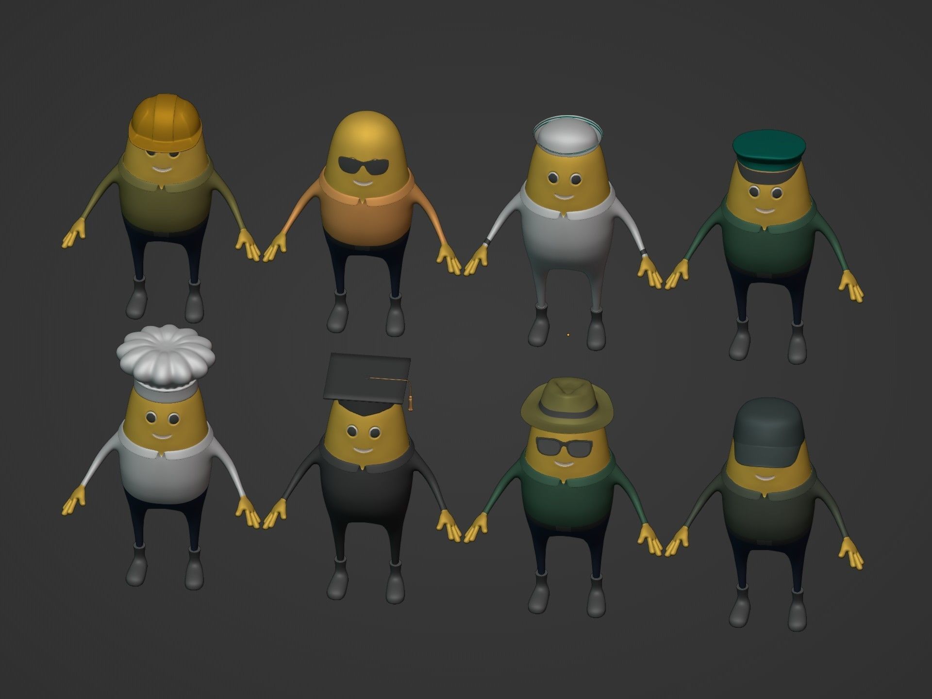 Cartoon Man -- Pack Low-poly 3D model_9