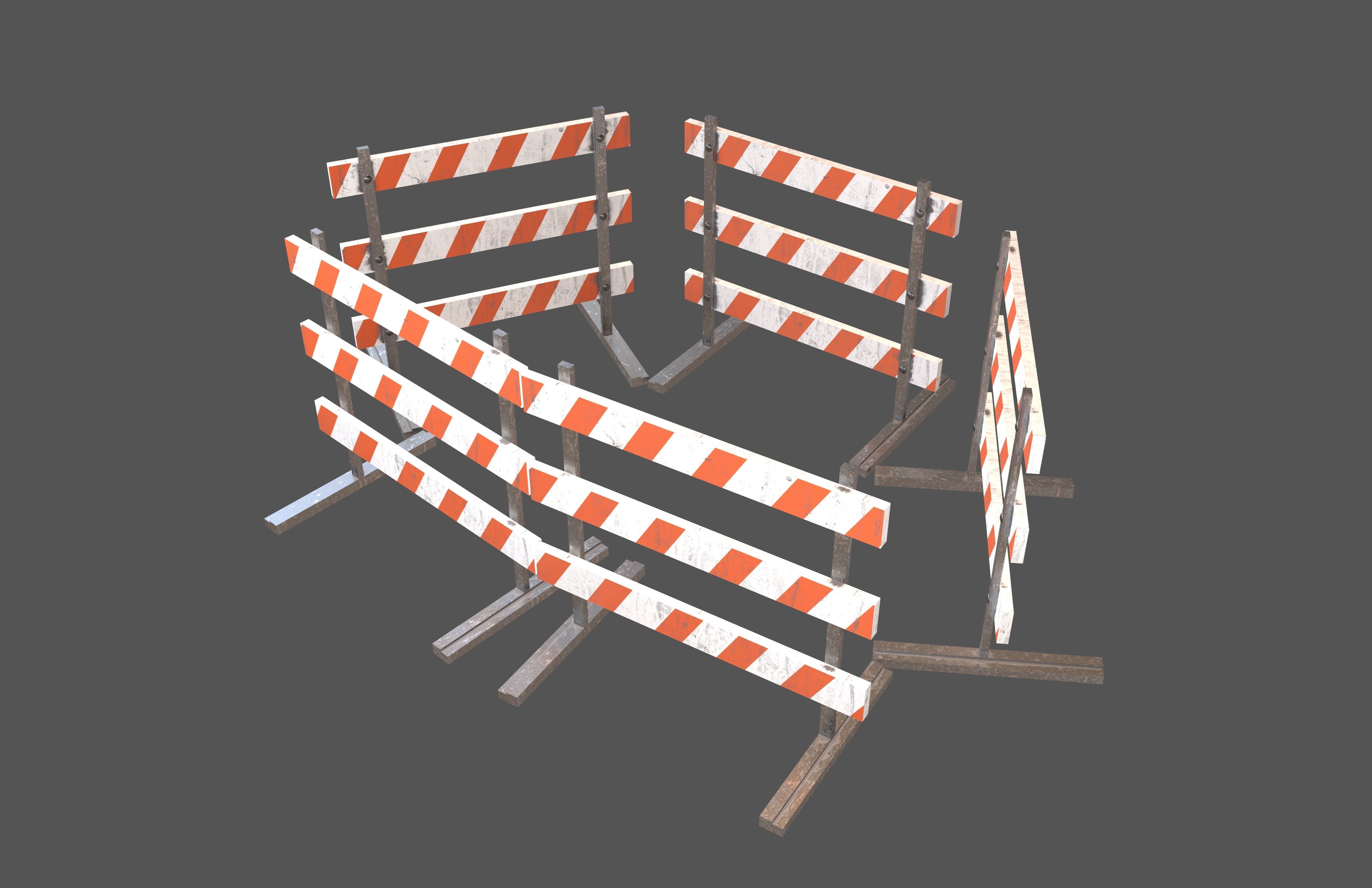 Road Barriers v3 003 Low-poly 3D model_2