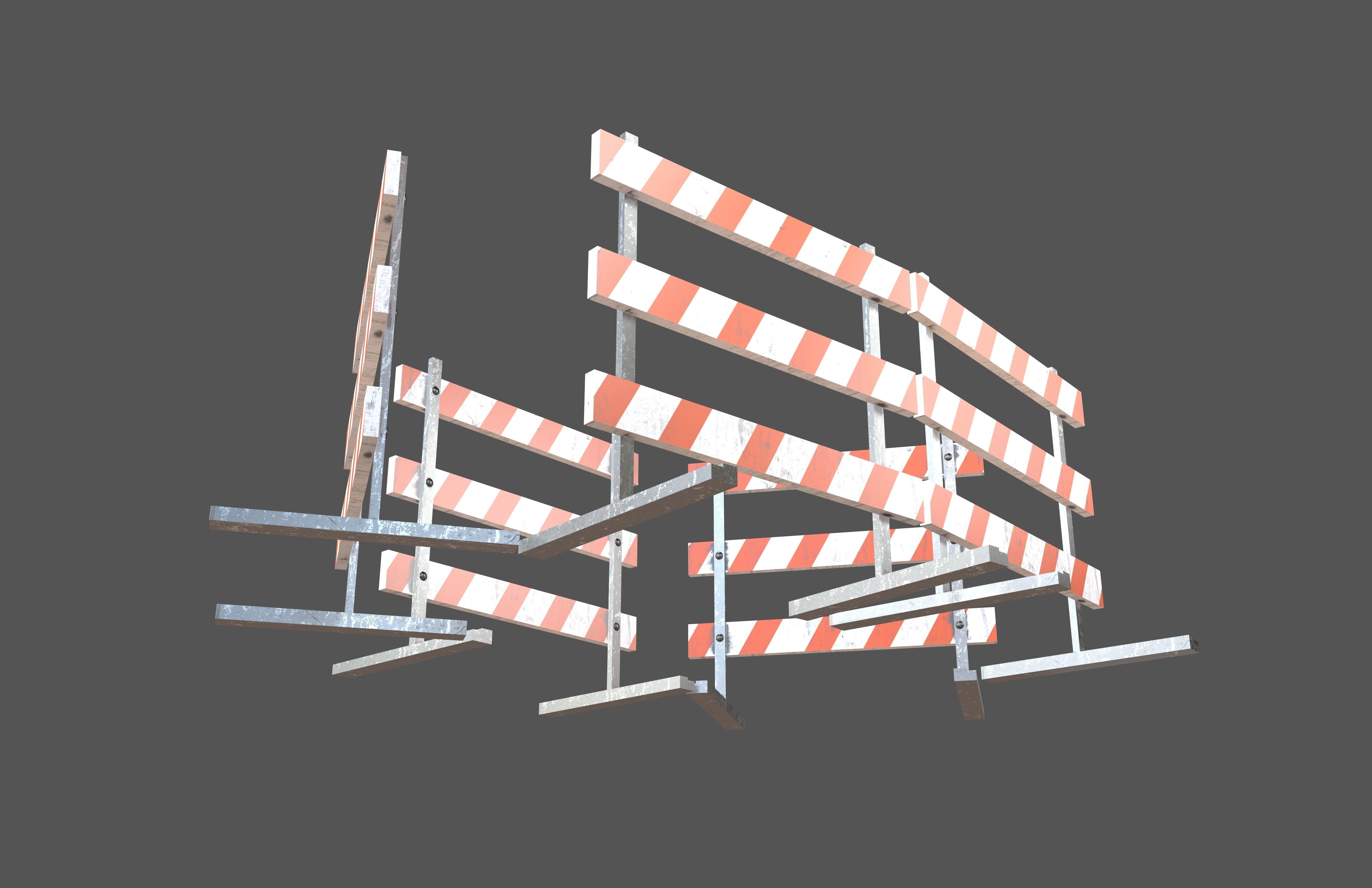 Road Barriers v3 003 Low-poly 3D model_3