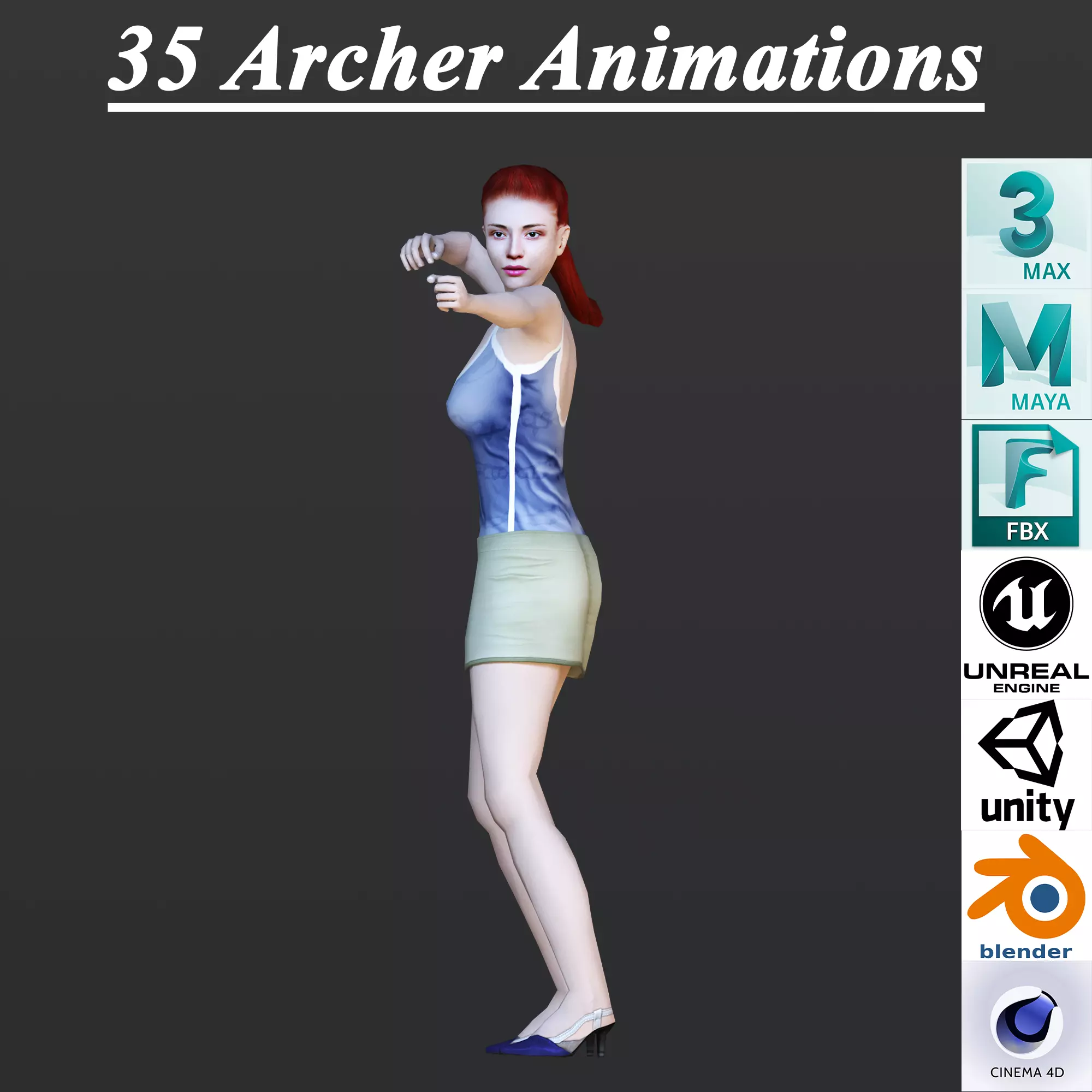 35 ARCHER ANIMATIONS Low-poly 3D model_0