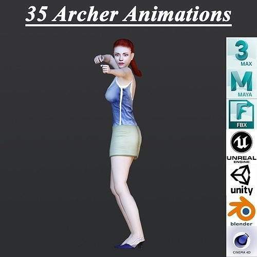 35 ARCHER ANIMATIONS Low-poly 3D model