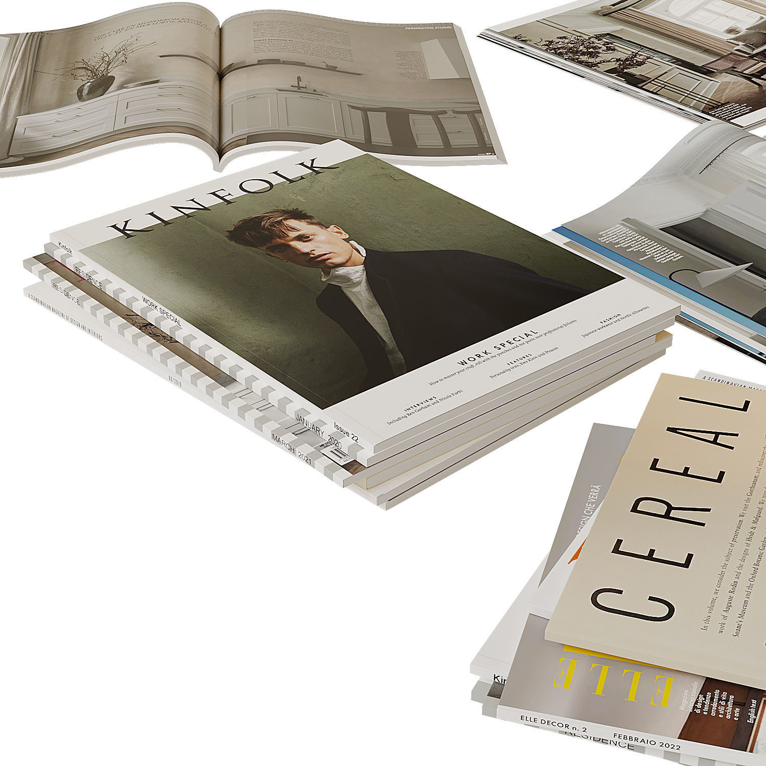 Magazines 2 cereal magazine with chair on top 3D model_5