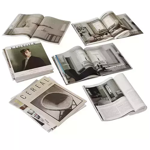 Magazines 2 cereal magazine with chair on top 3D model