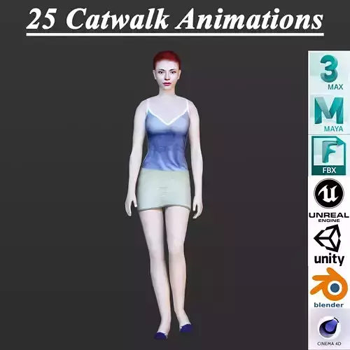 25 CATWALK ANIMATIONS Low-poly 3D model