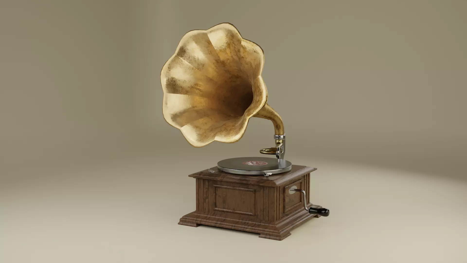 Retro gramophone 3D model_0