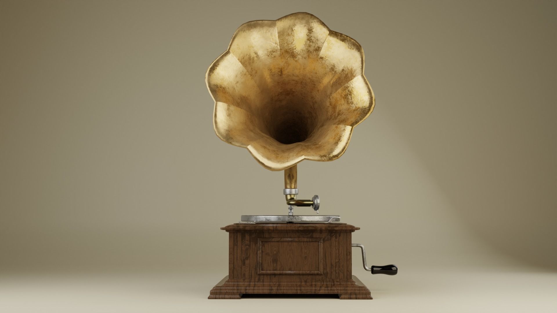Retro gramophone 3D model_7