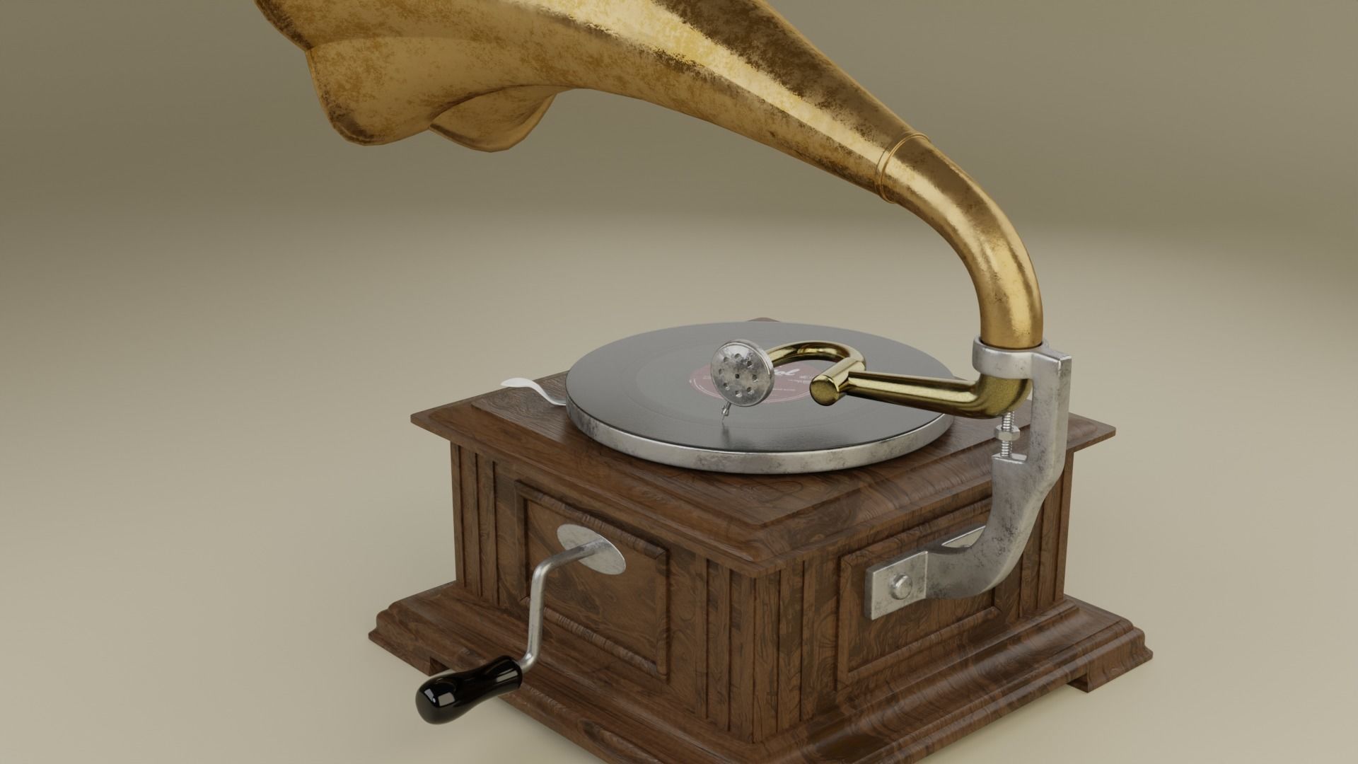 Retro gramophone 3D model_4