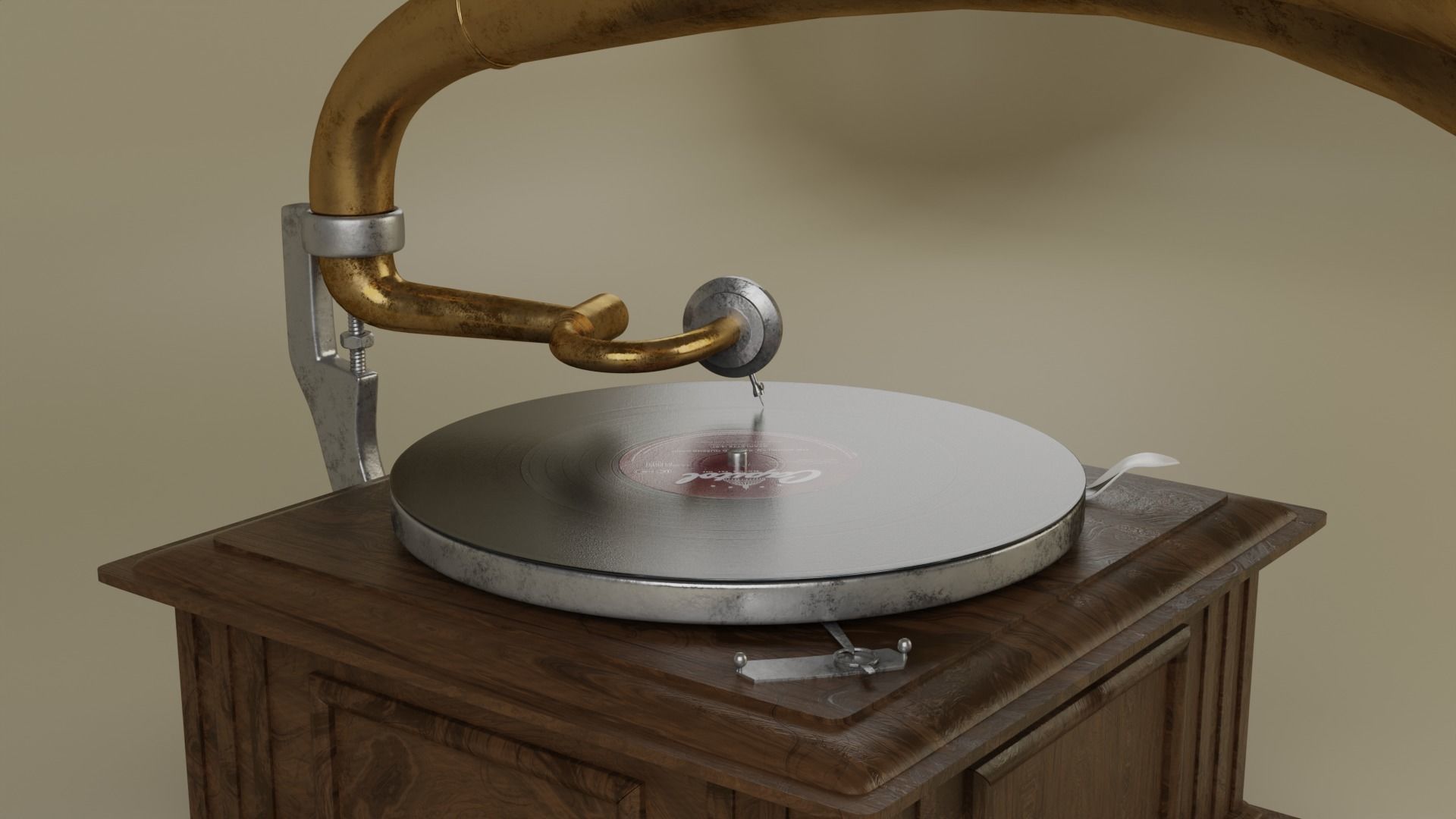 Retro gramophone 3D model_8