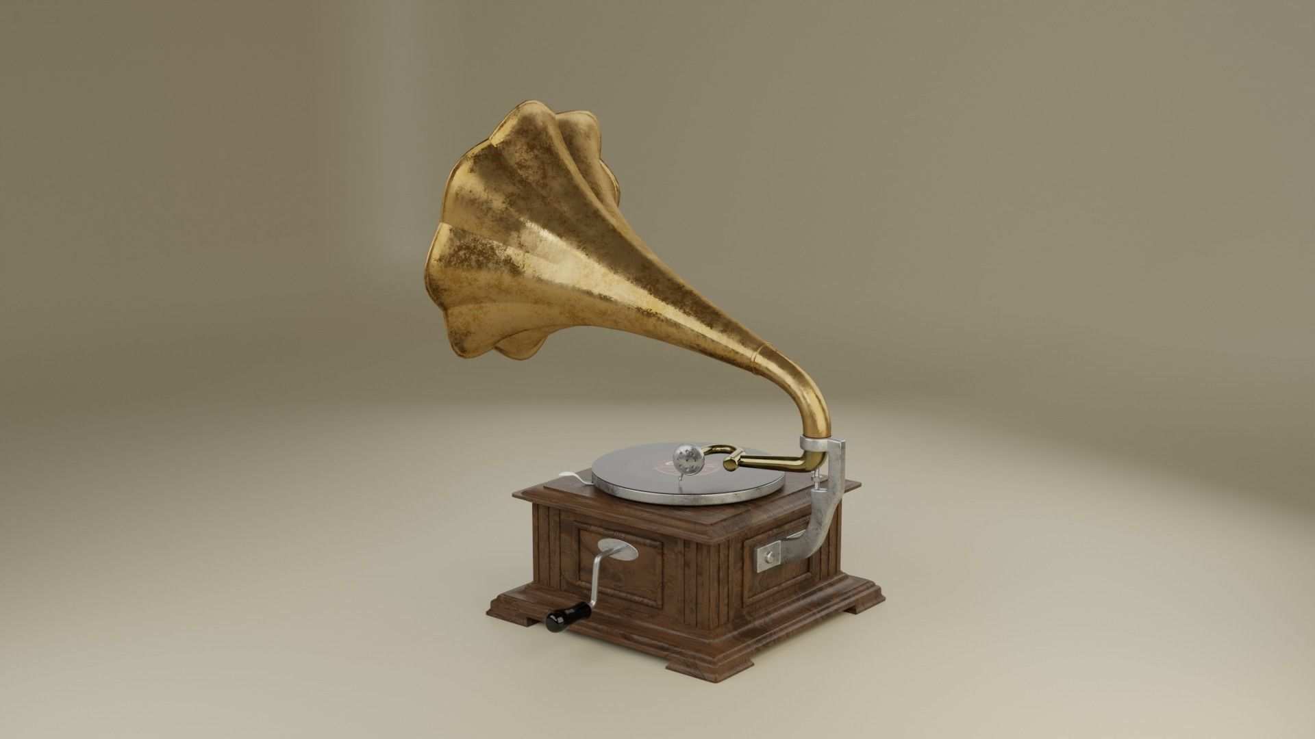 Retro gramophone 3D model_2