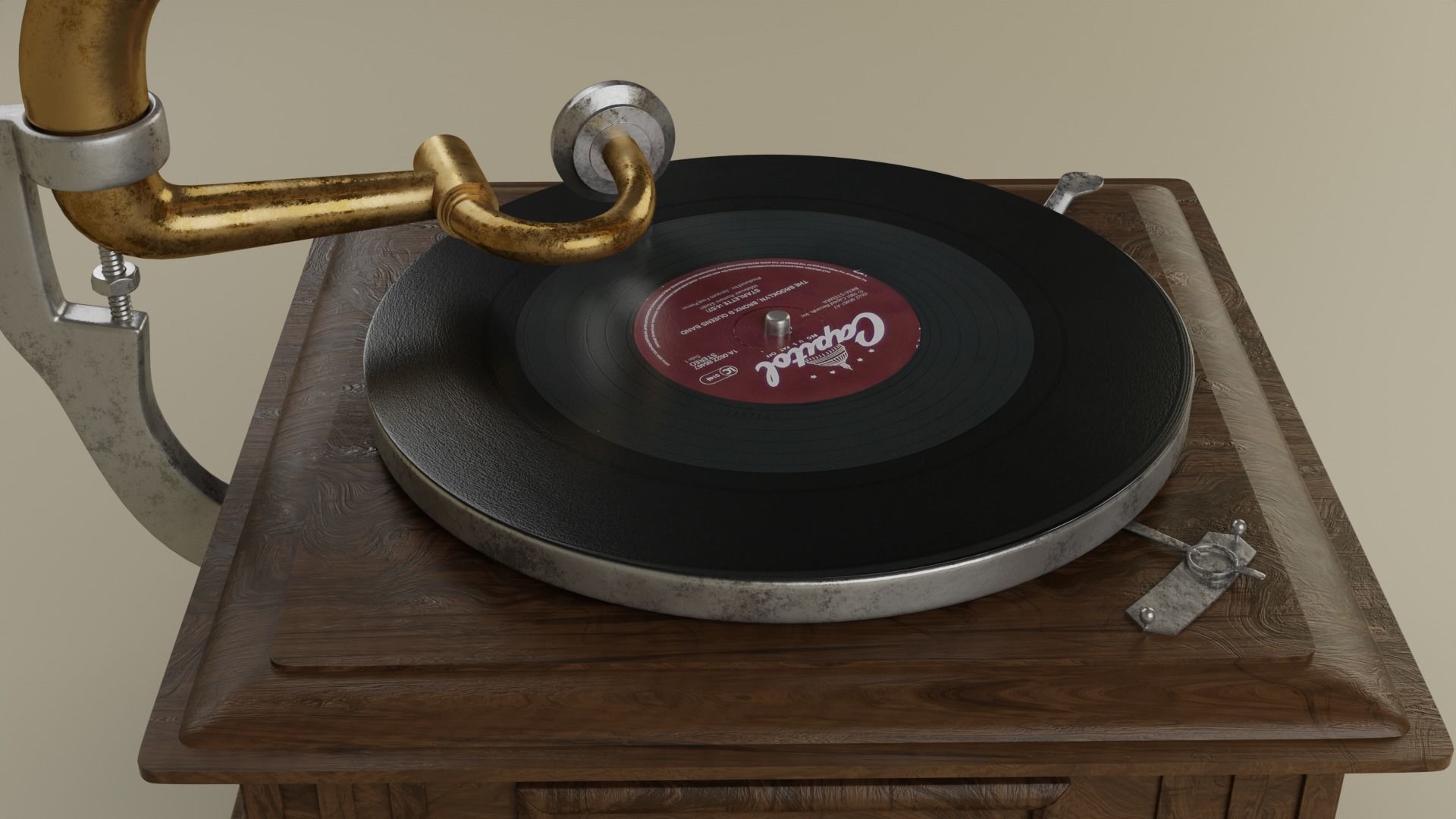 Retro gramophone 3D model_11