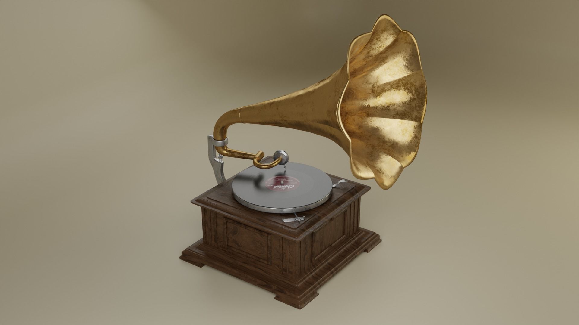 Retro gramophone 3D model_12