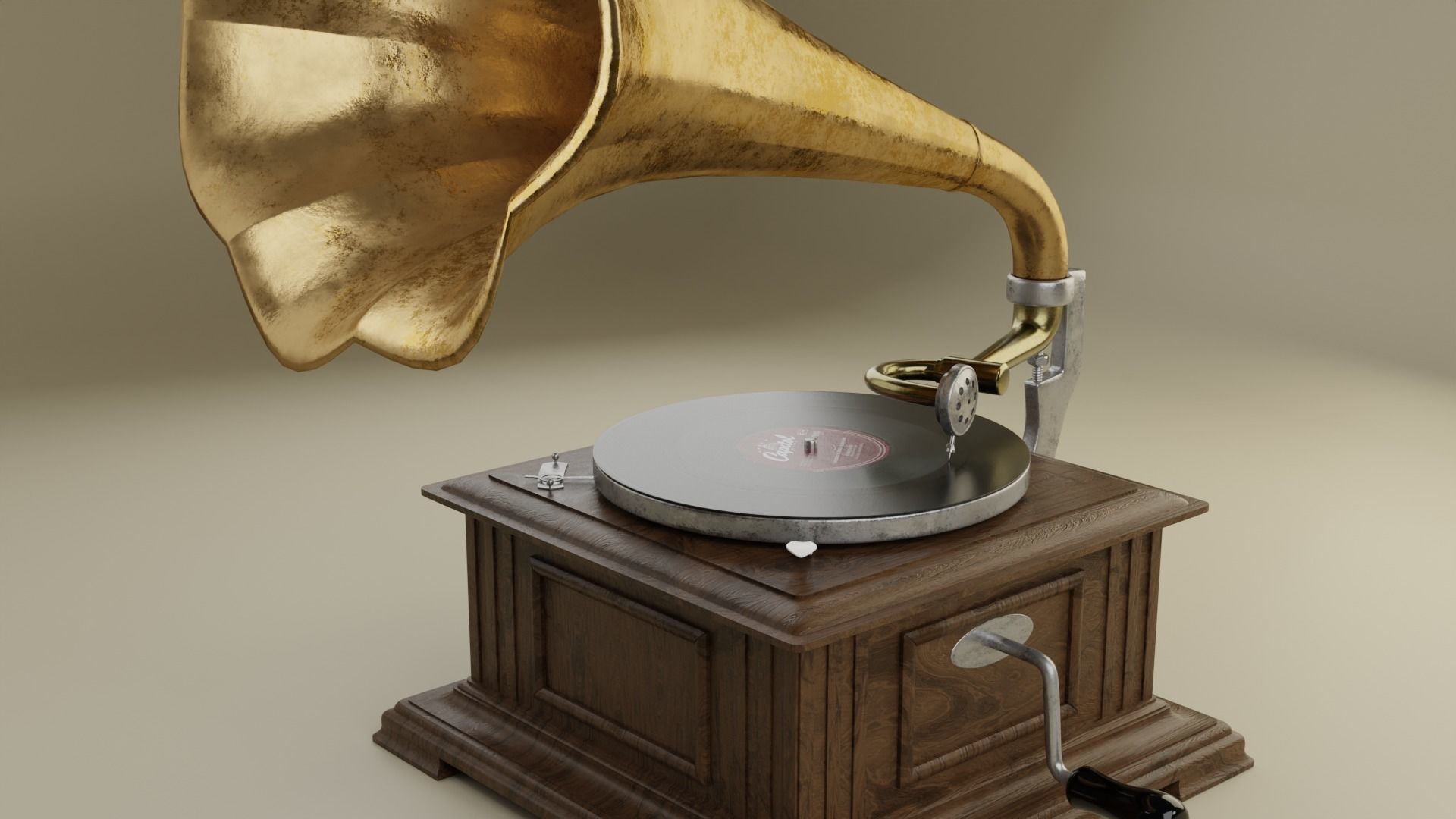 Retro gramophone 3D model_6