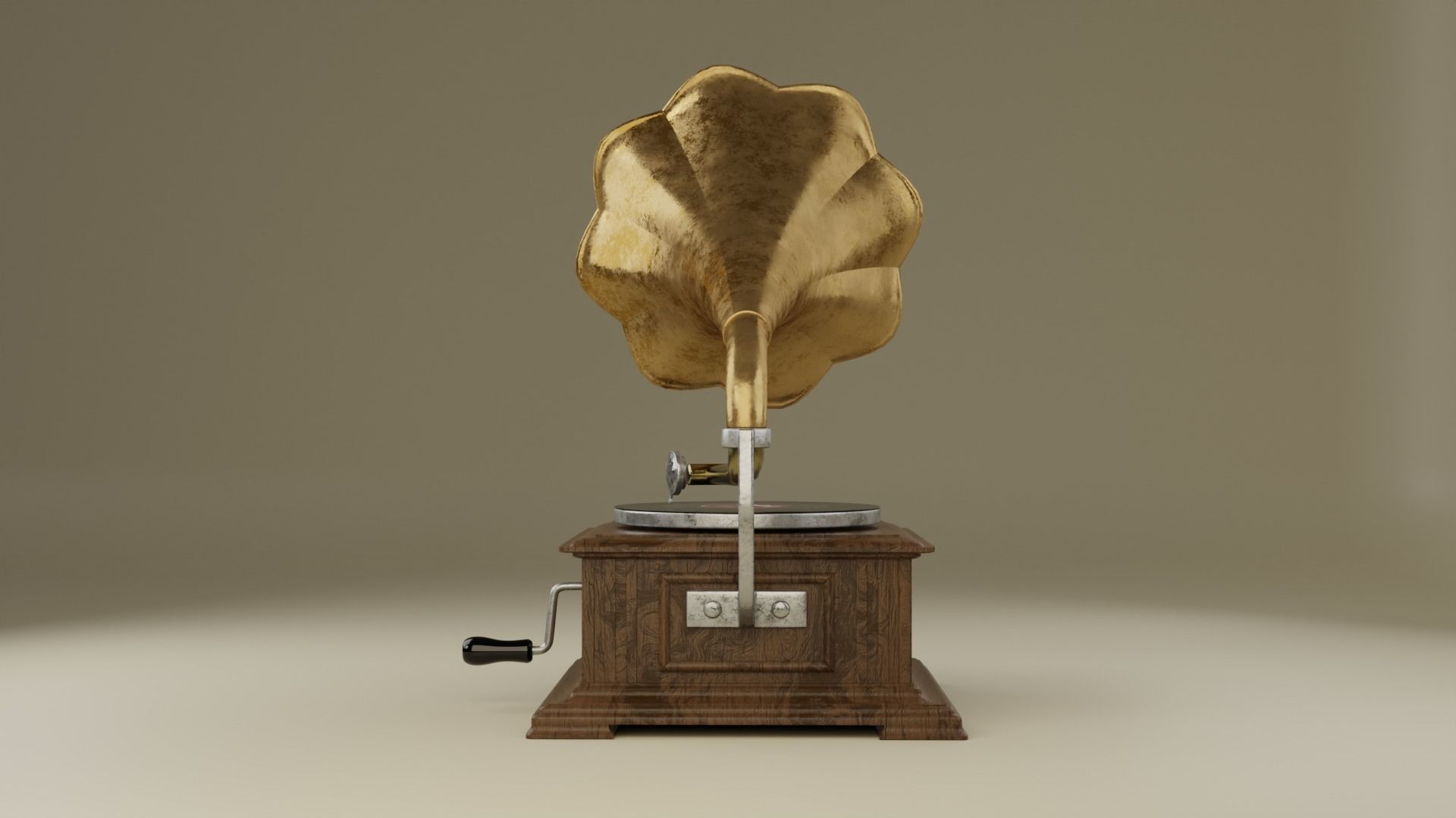 Retro gramophone 3D model_3
