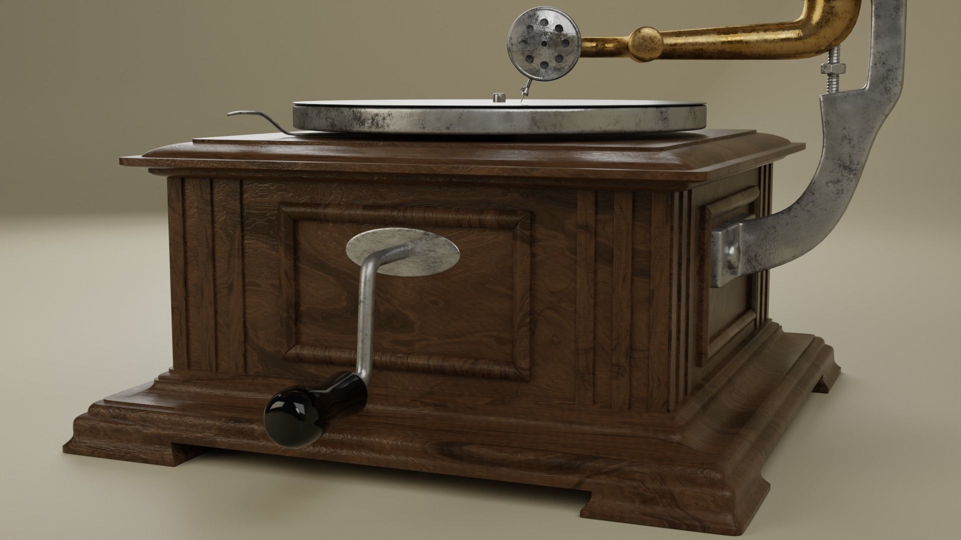 Retro gramophone 3D model_9