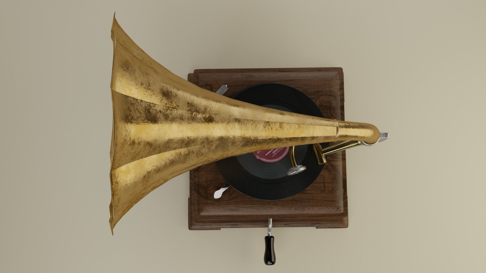 Retro gramophone 3D model_5