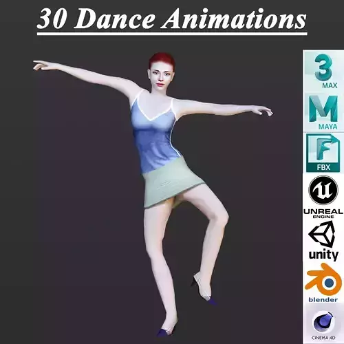 30 DANCE ANIMATIONS Low-poly 3D model