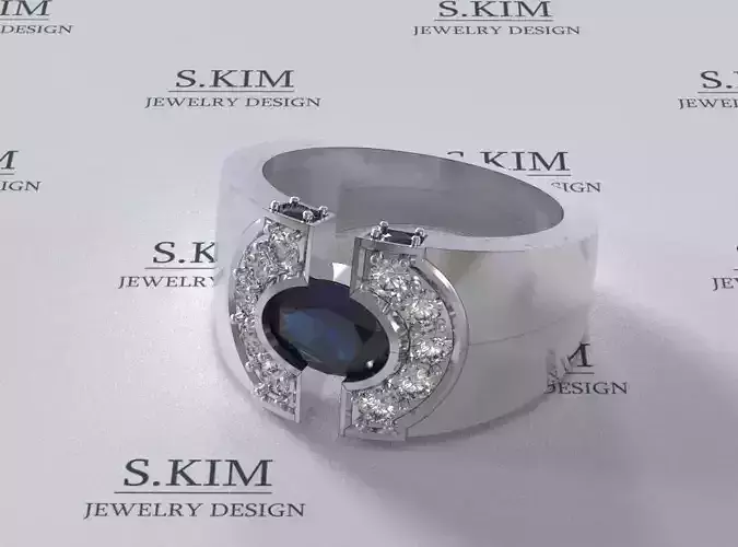 Ring oval sapphire