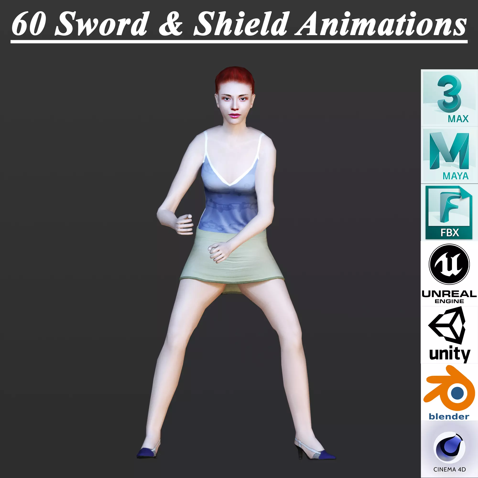 60 SWORD AND SHIELD ANIMATIONS Low-poly 3D model_0