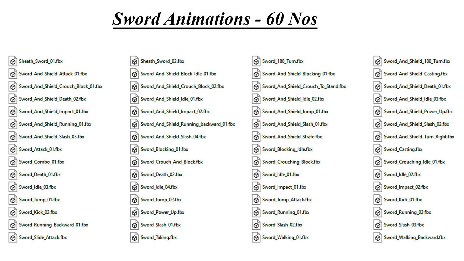 60 SWORD AND SHIELD ANIMATIONS Low-poly 3D model_2