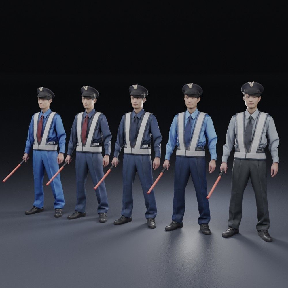 Posed 3D-Security guard 157ToshiN10 3D model_3