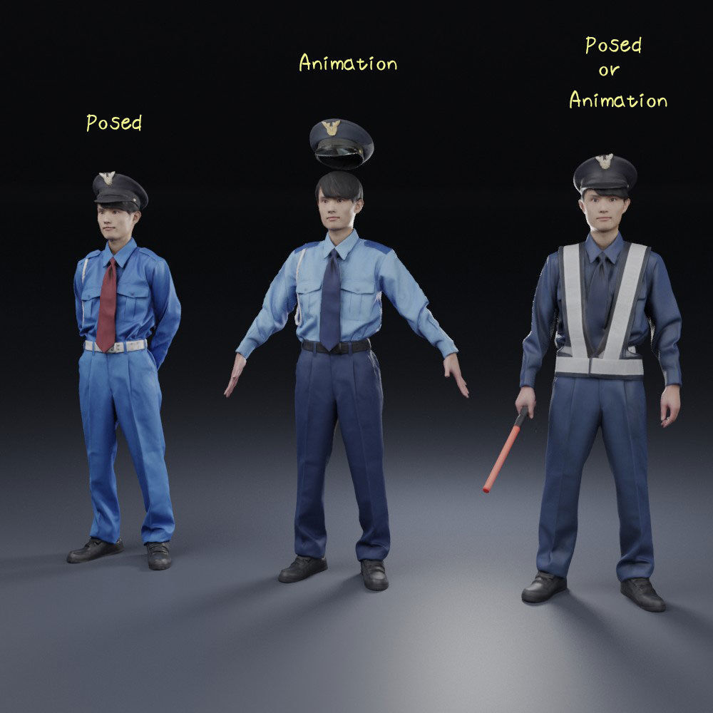 Posed 3D-Security guard 157ToshiN10 3D model_4
