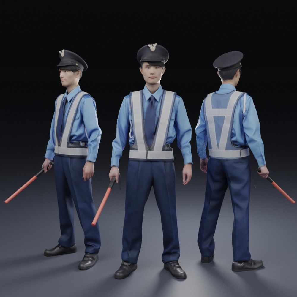 Posed 3D-Security guard 157ToshiN10 3D model_2