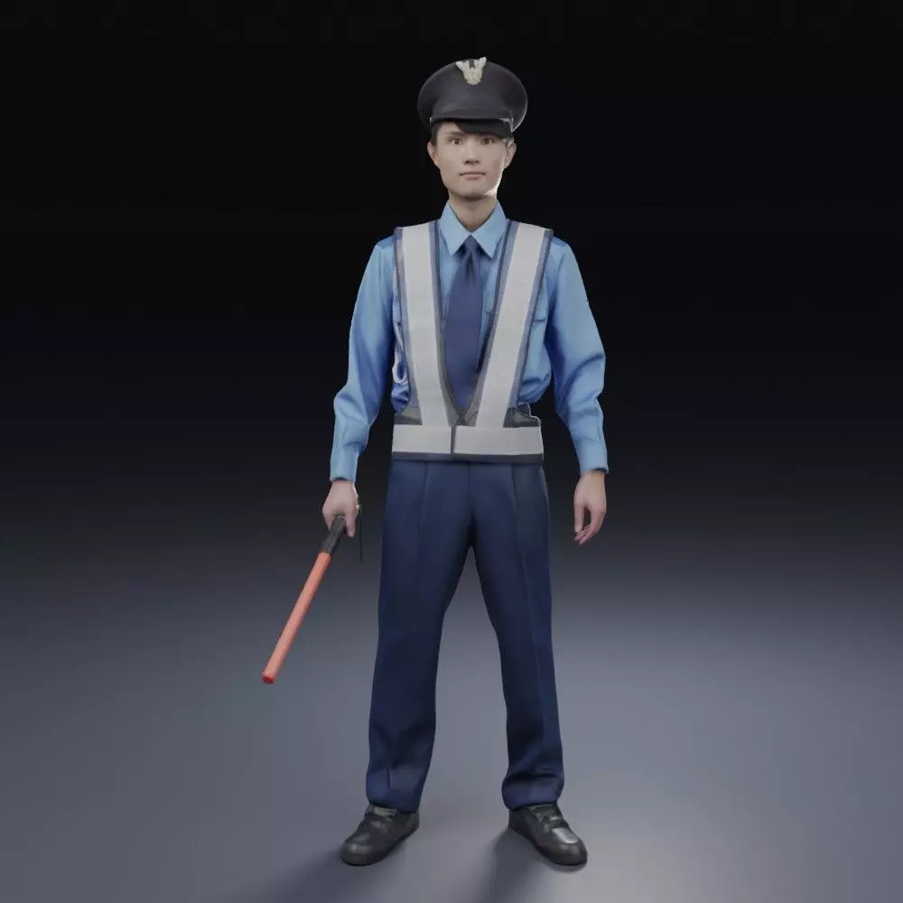 Posed 3D-Security guard 157ToshiN10 3D model_0