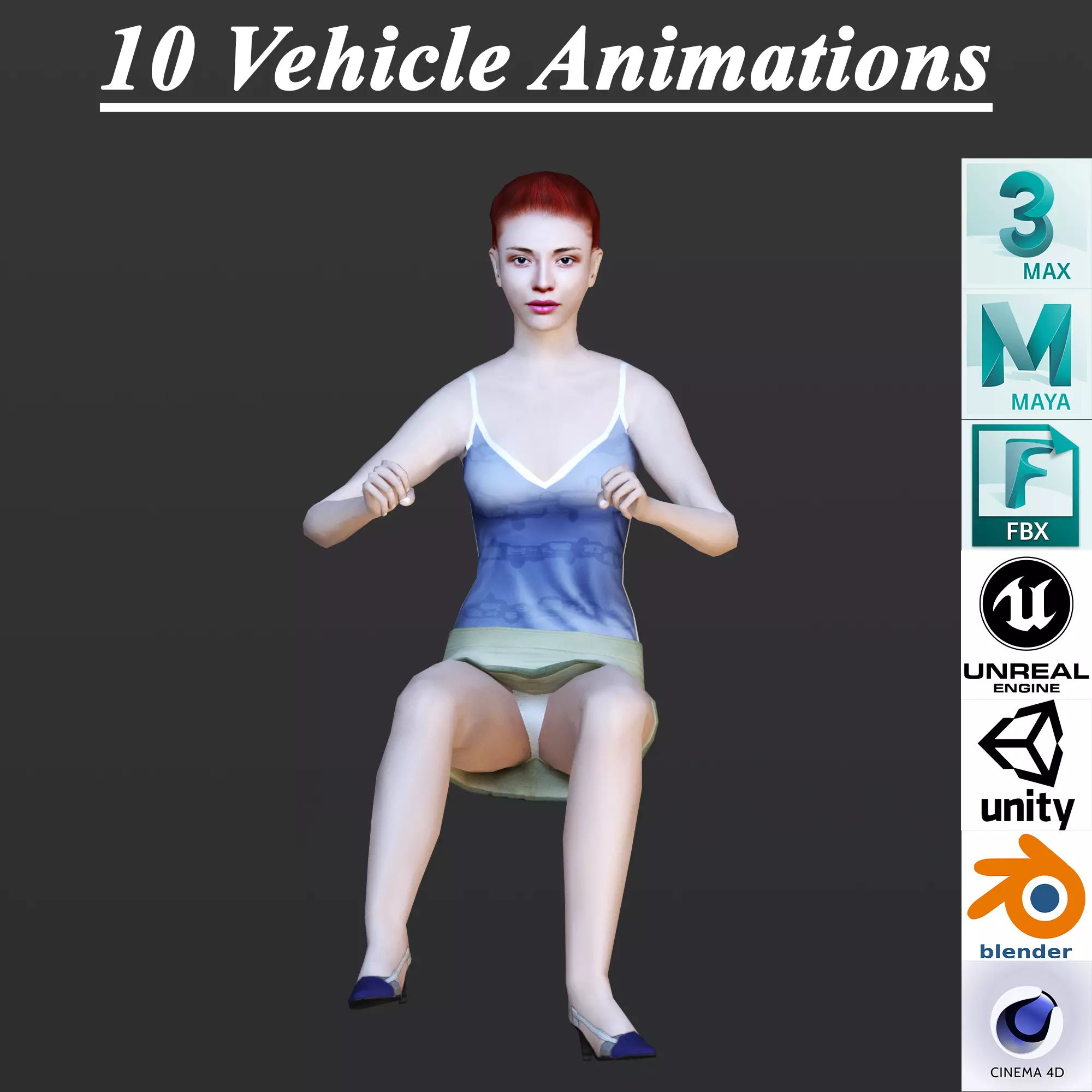 10 VEHICLE ANIMATIONS Low-poly 3D model