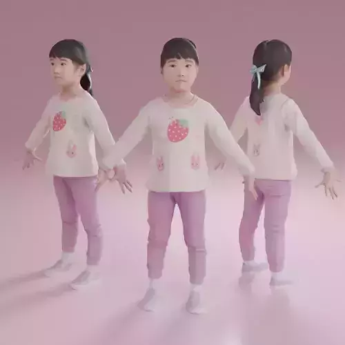 Animated 3D-Female child 245EmiJ07 Low-poly 3D model