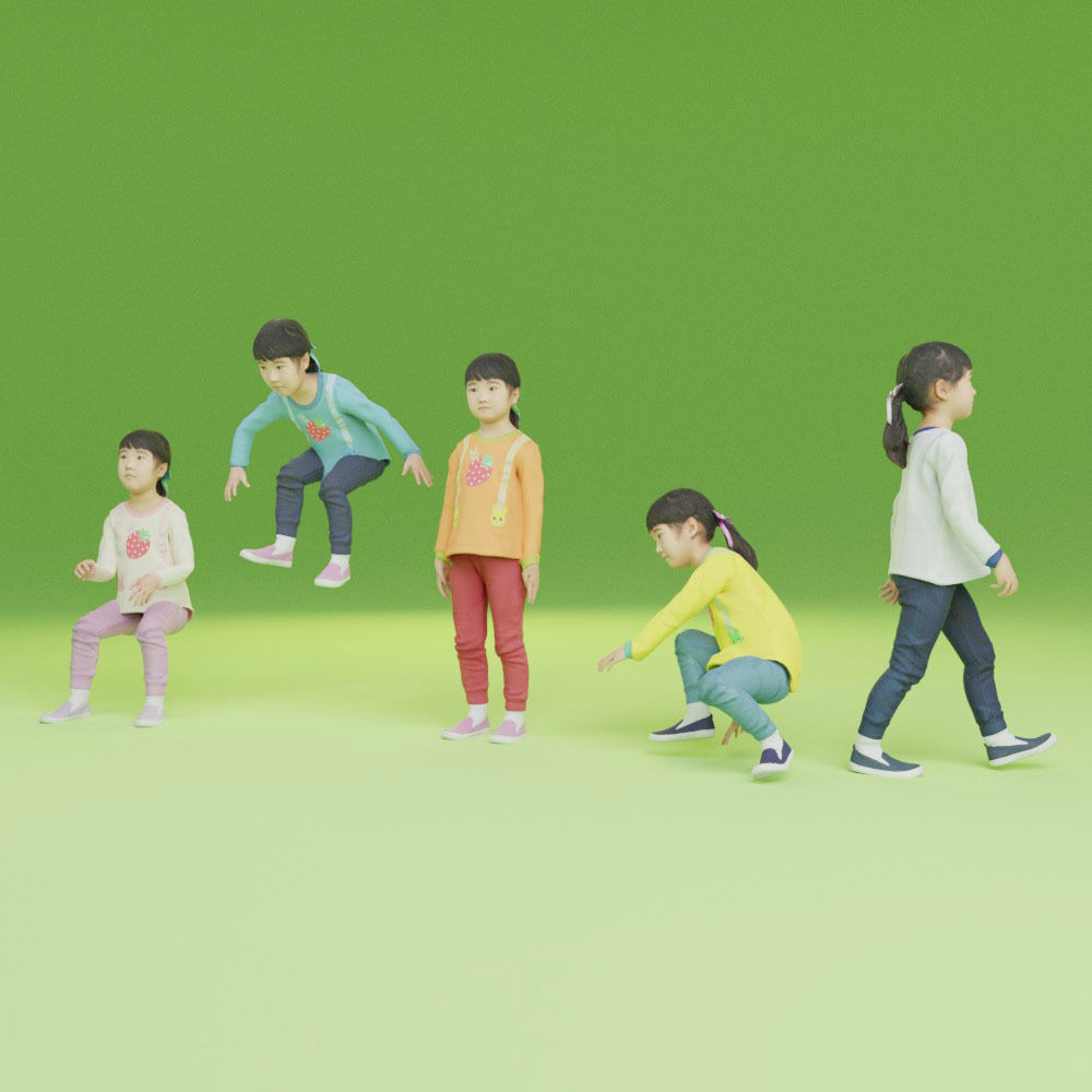 Animated 3D-Female child 245EmiJ07 Low-poly 3D model_5