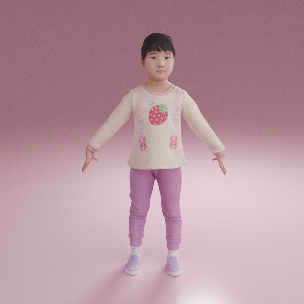 Animated 3D-Female child 245EmiJ07 Low-poly 3D model_3
