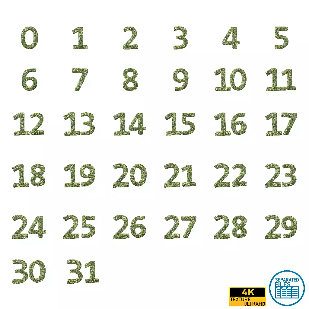 Grass Date Number Pack Vol 1 Low-poly 3D model_0