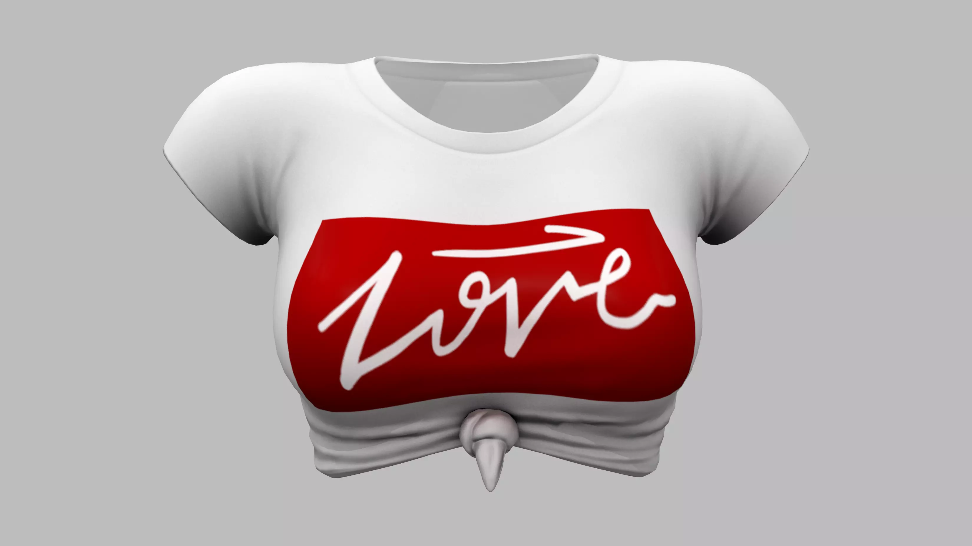 Front Knot White Tshirt Low-poly 3D model