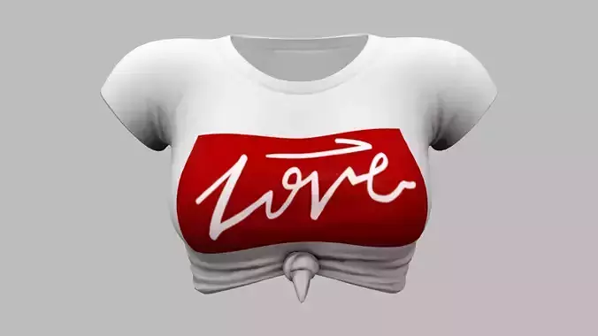Front Knot White Tshirt Low-poly 3D model