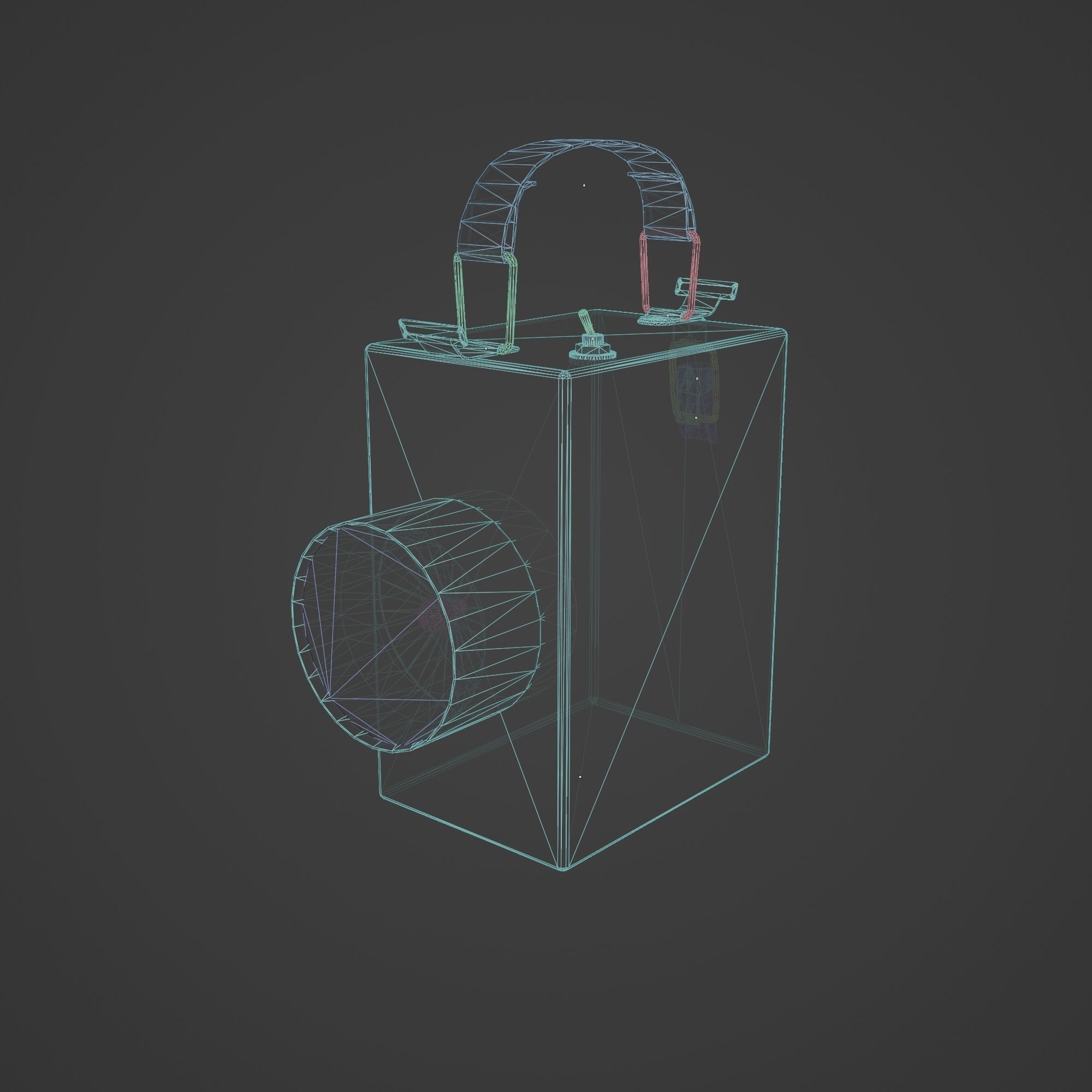 Retro Flashlight in On Position with Glowing Bulb Low-poly 3D model_3