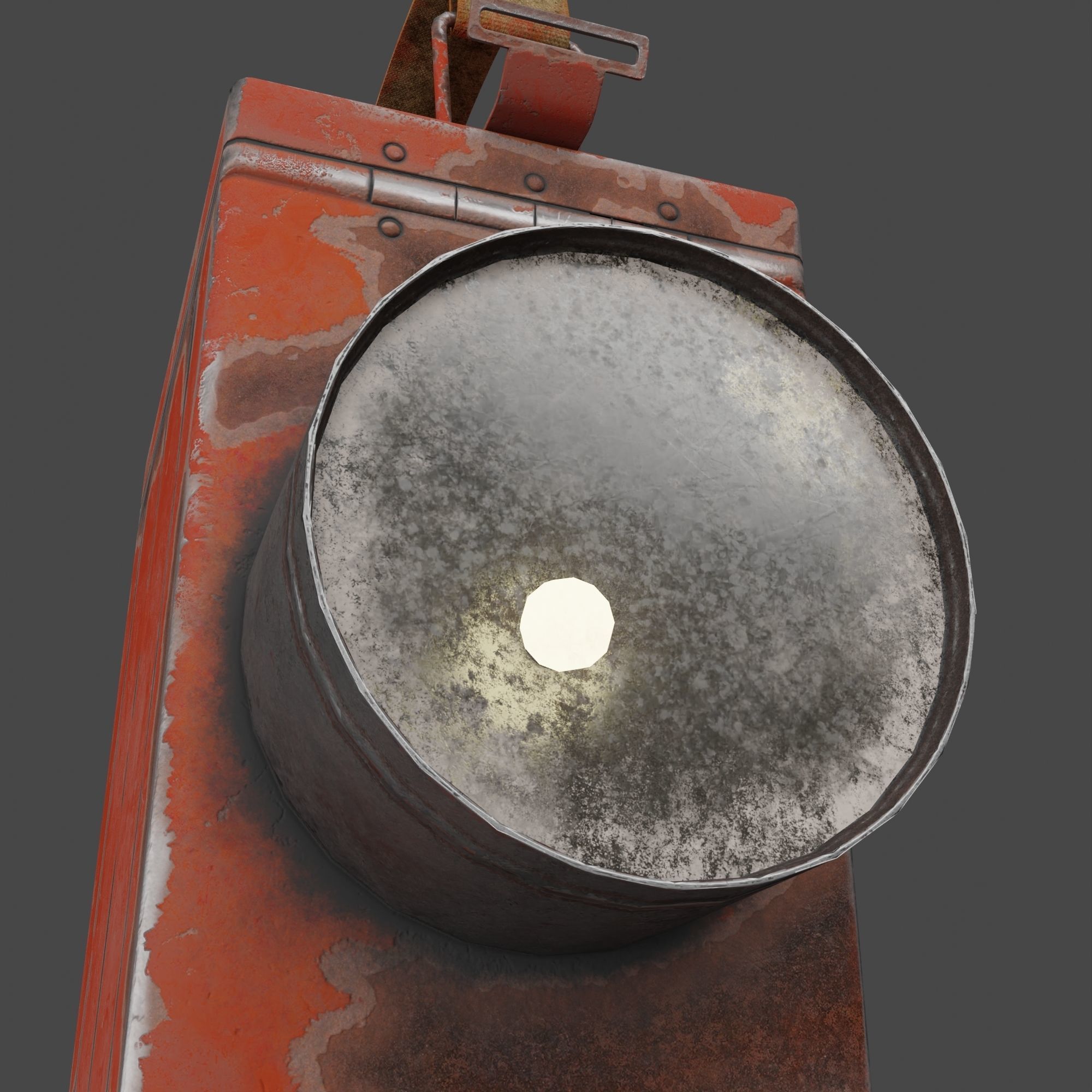 Retro Flashlight in On Position with Glowing Bulb Low-poly 3D model_19