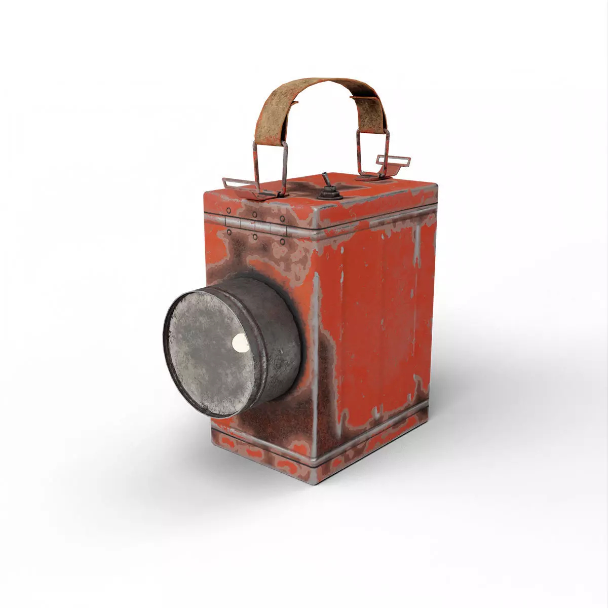 Retro Flashlight in On Position with Glowing Bulb Low-poly 3D model_0