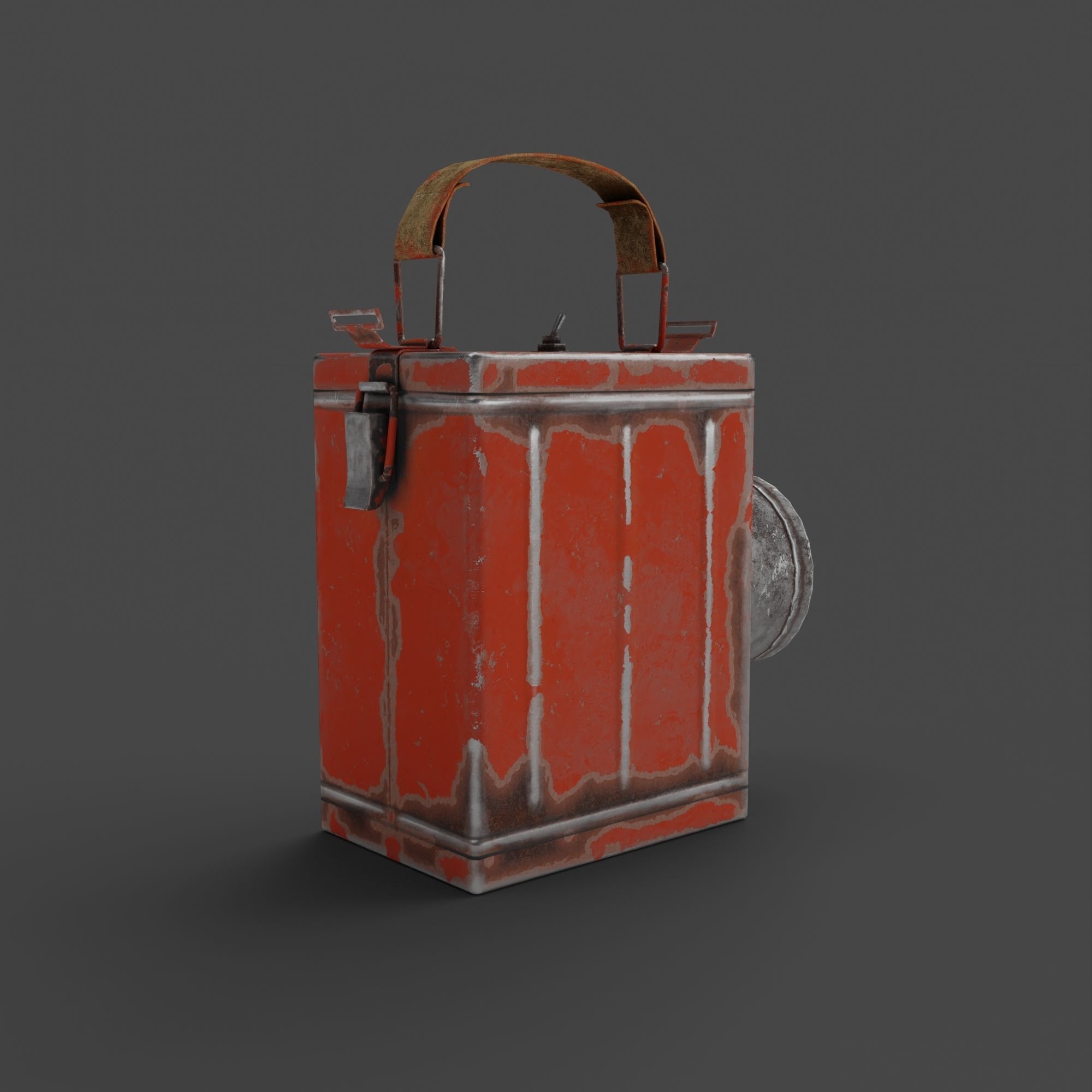 Retro Flashlight in On Position with Glowing Bulb Low-poly 3D model_7