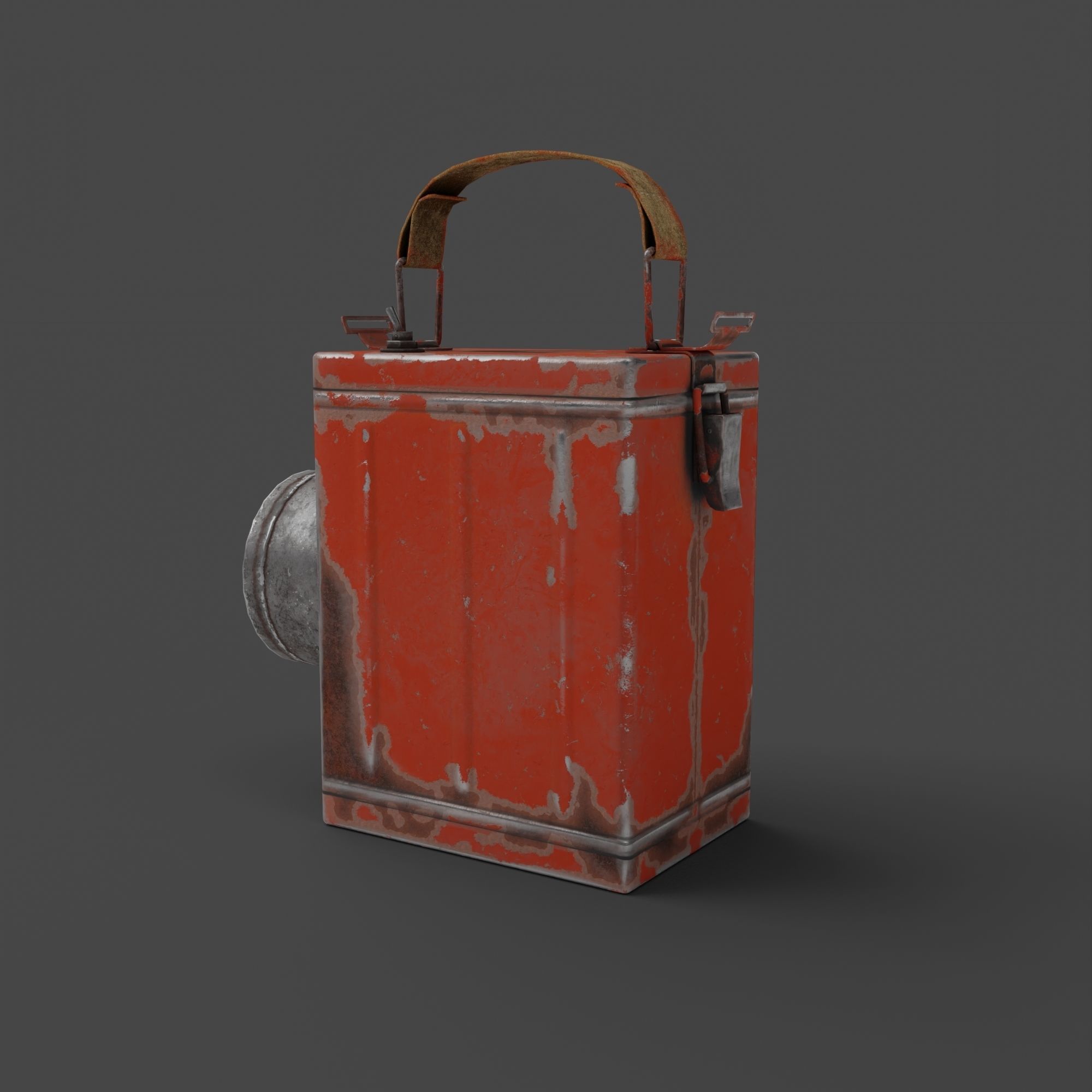 Retro Flashlight in On Position with Glowing Bulb Low-poly 3D model_4