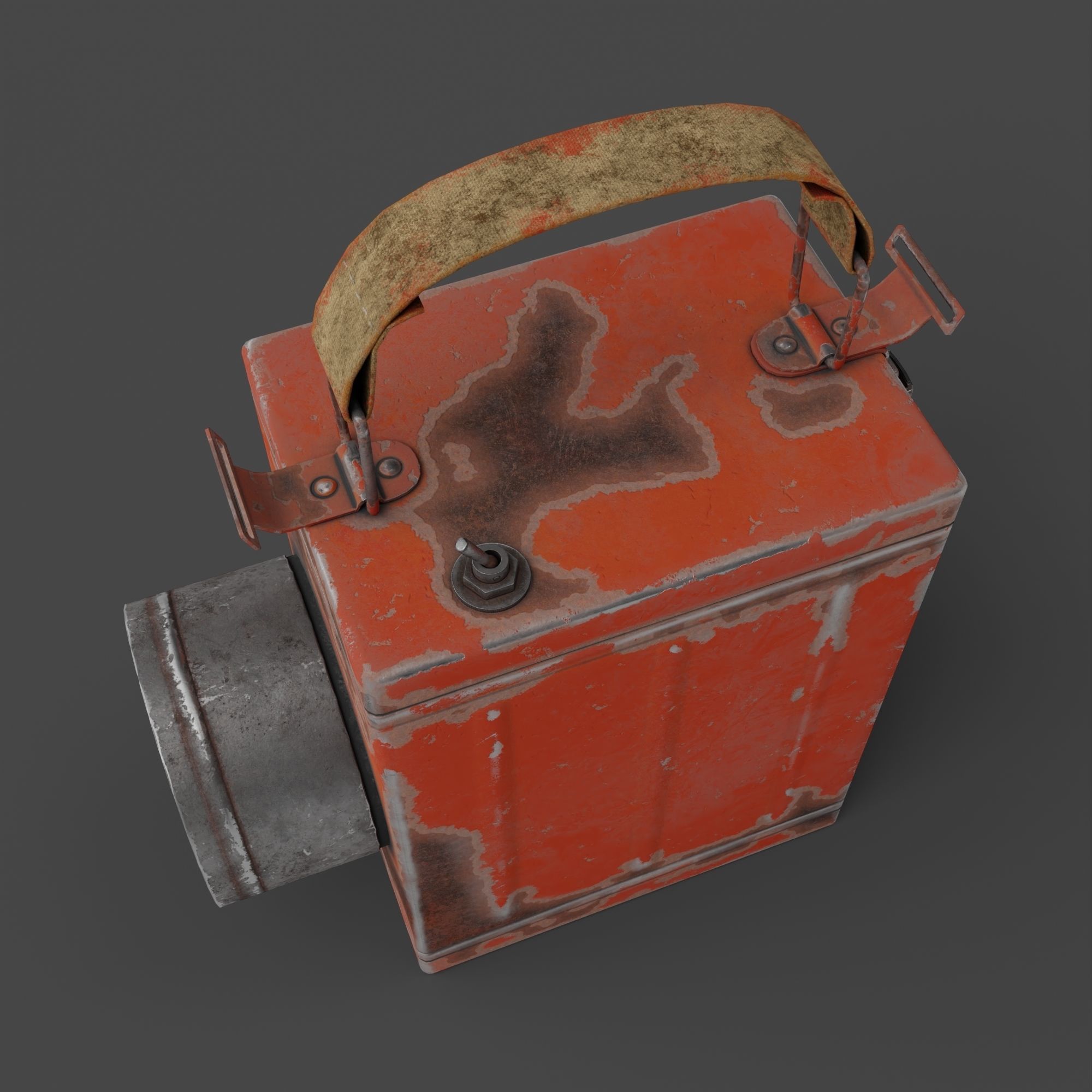 Retro Flashlight in On Position with Glowing Bulb Low-poly 3D model_13