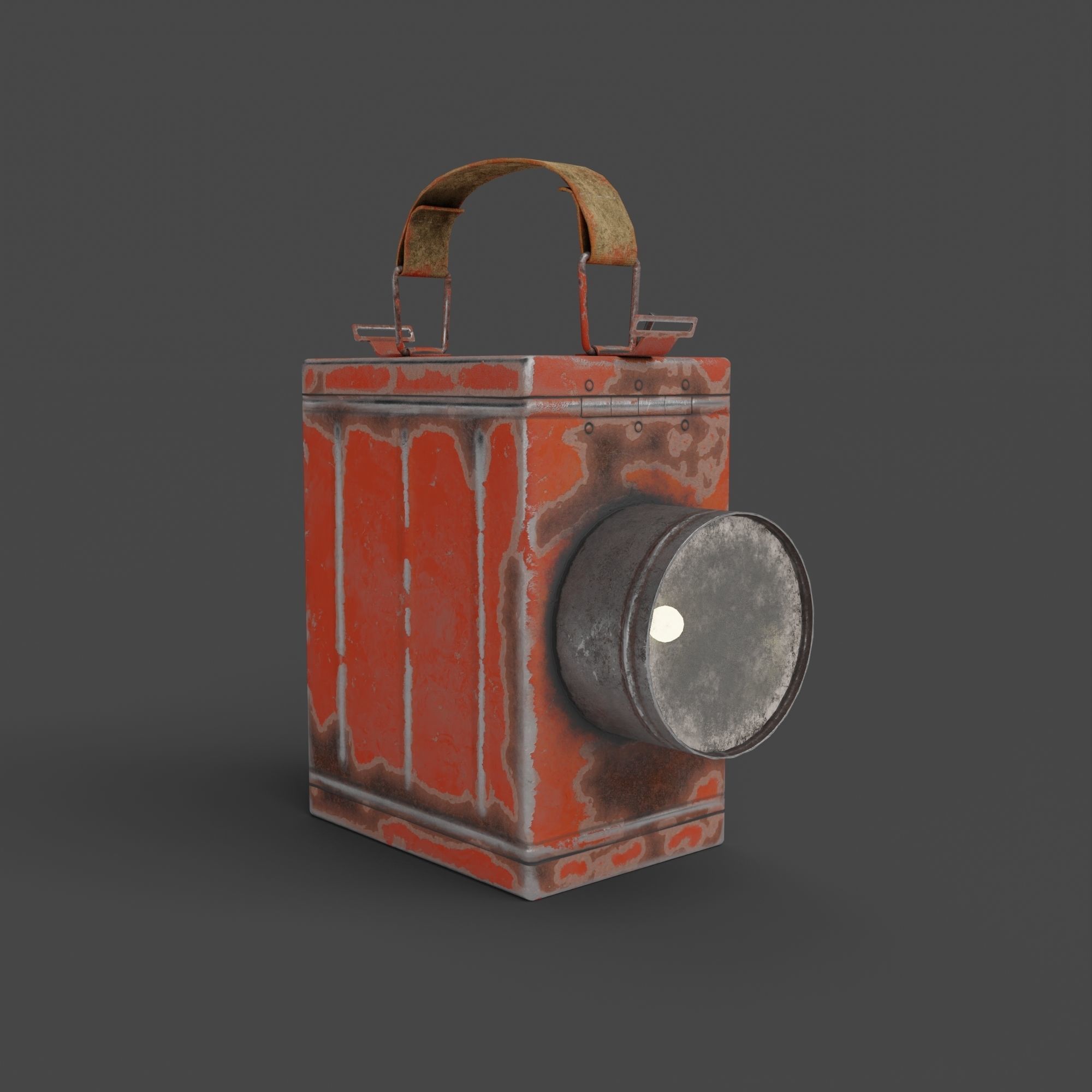 Retro Flashlight in On Position with Glowing Bulb Low-poly 3D model_10