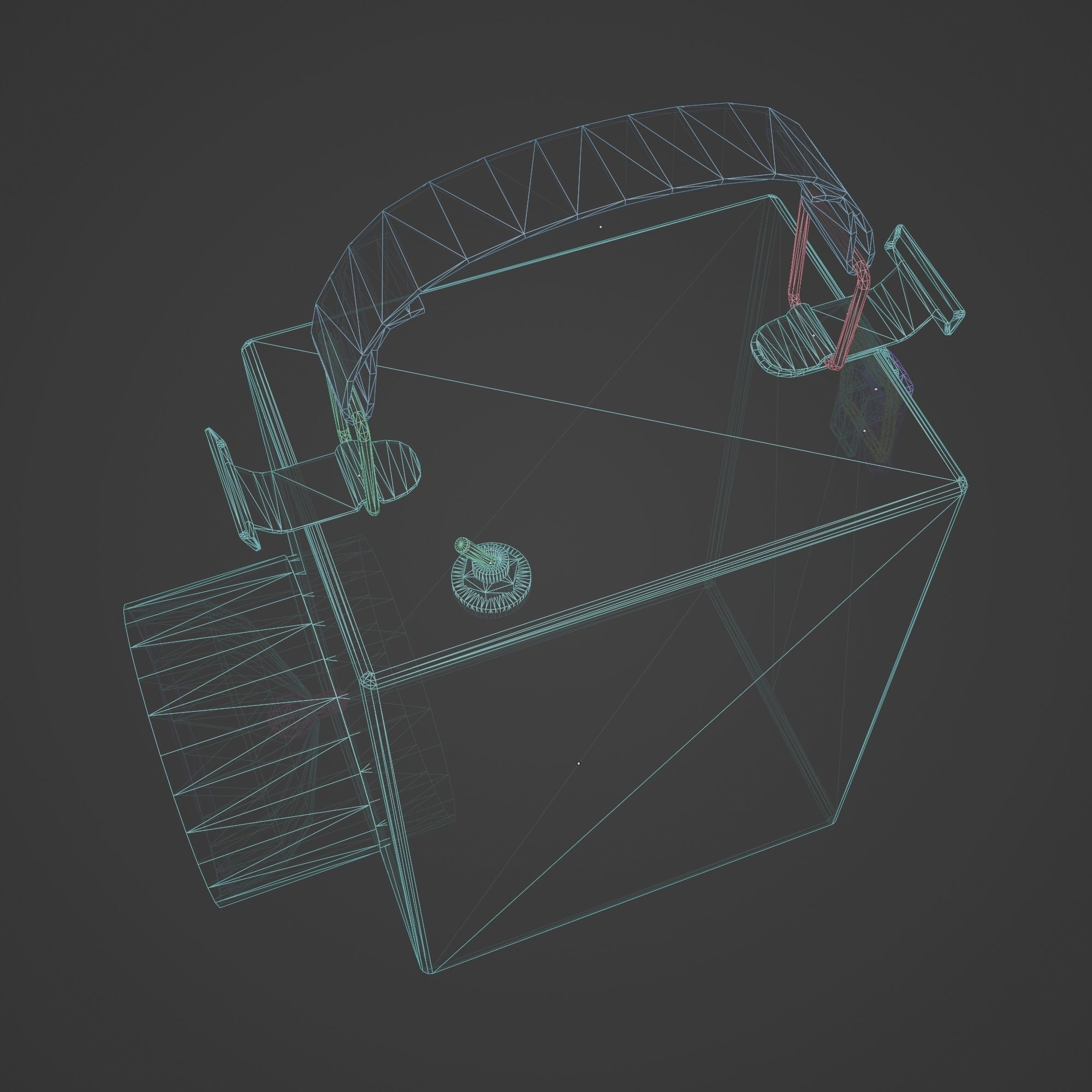Retro Flashlight in On Position with Glowing Bulb Low-poly 3D model_15