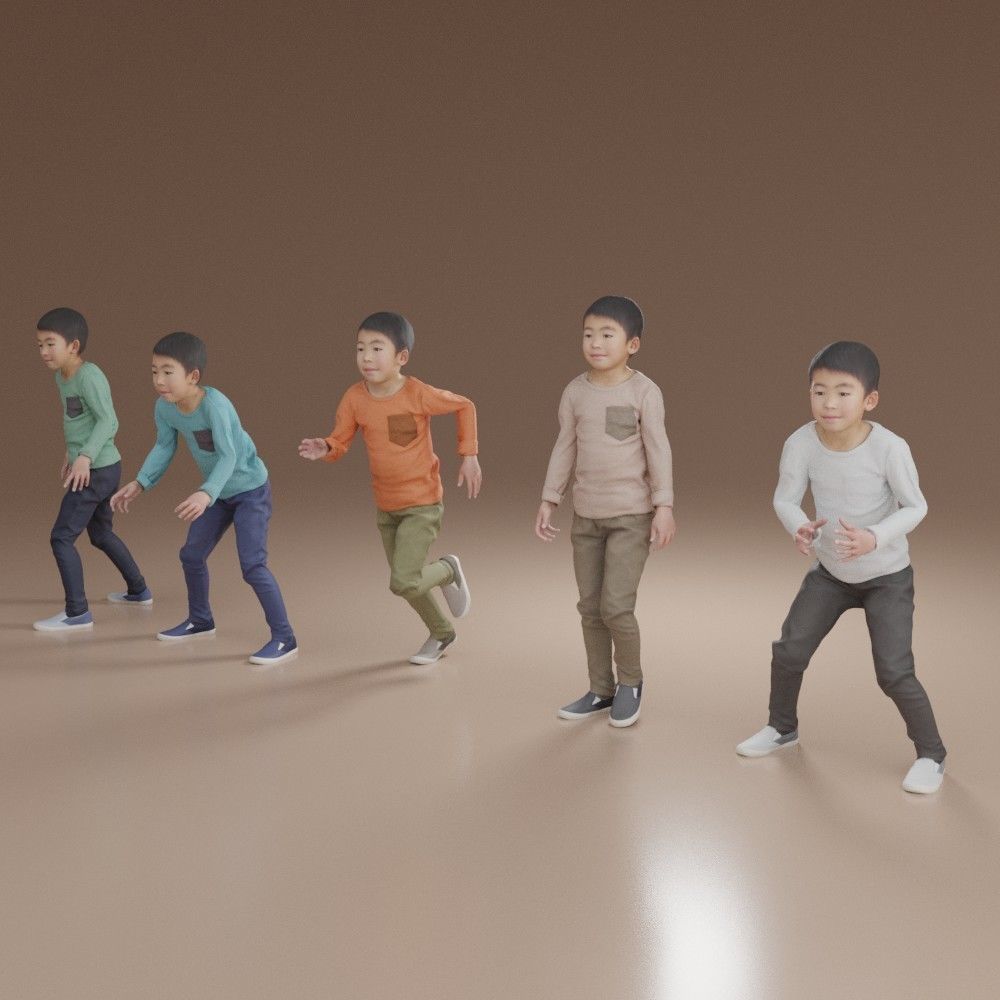 Animated 3D-boy 206Taku Low-poly 3D model_2