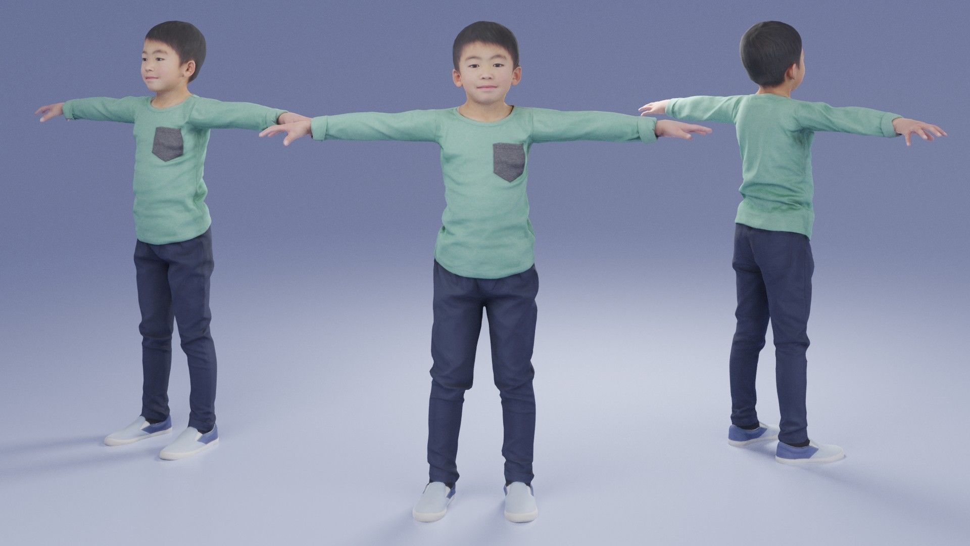 Animated 3D-boy 206Taku Low-poly 3D model_5