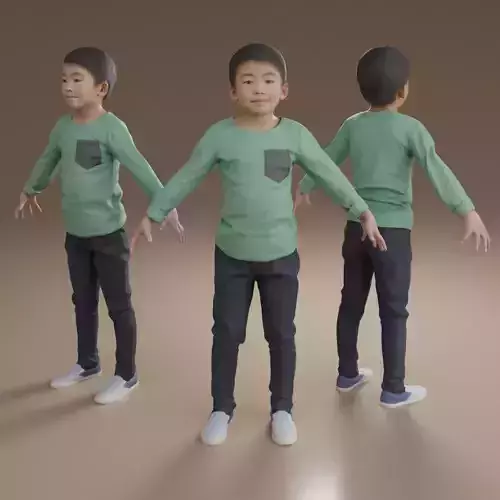 Animated 3D-boy 206Taku Low-poly 3D model
