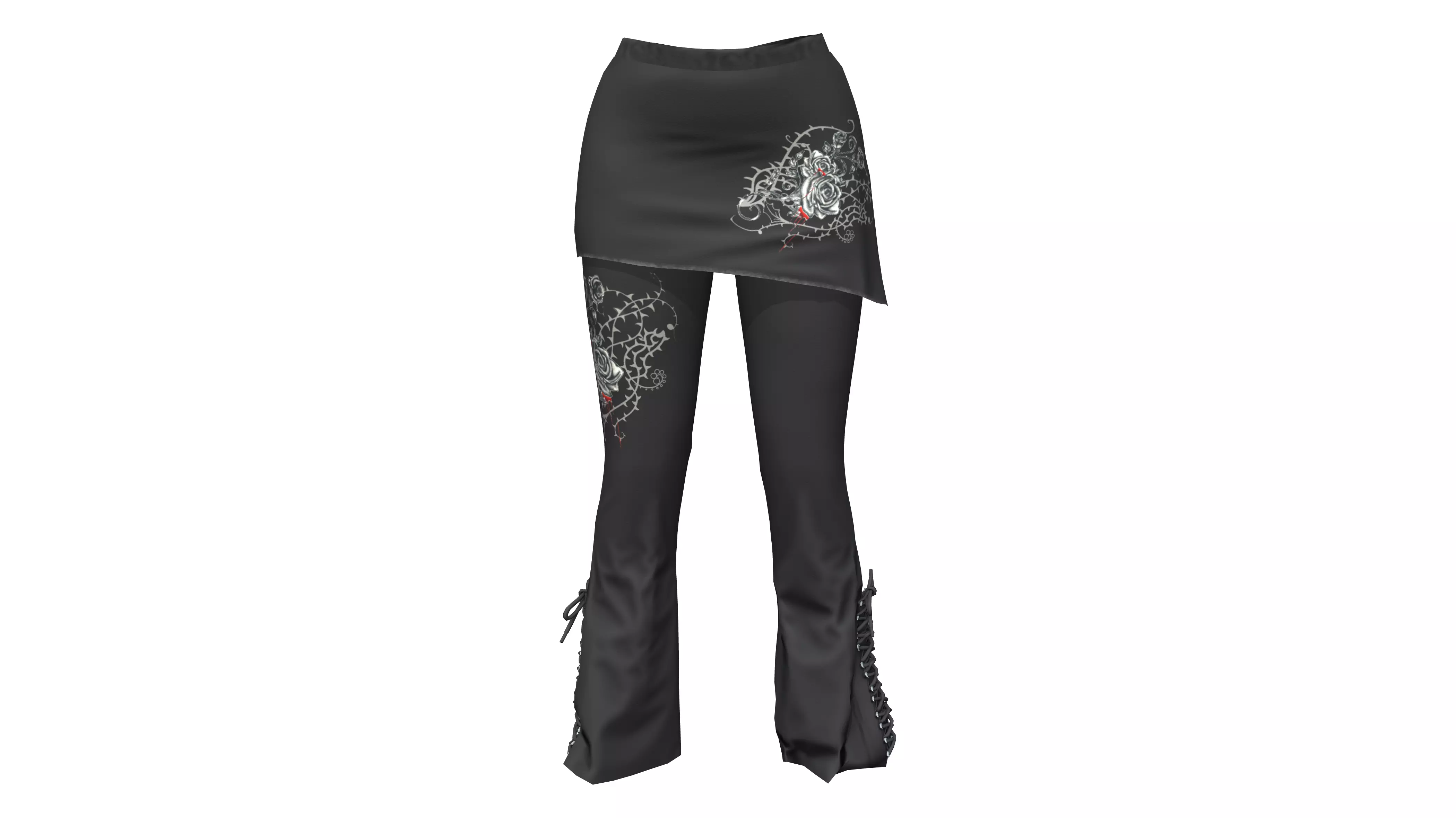 Lace Up Boot Cut Bell Edge Leggings With Micro Slan Skirt Low-poly 3D model
