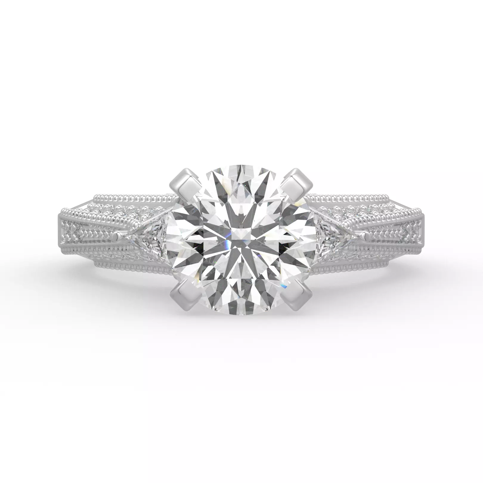 Solitaire Rings with Triangle  Stone 3D print model_0